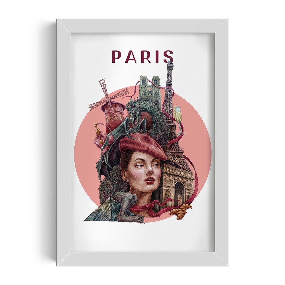 Tablou cu rama alba Paris