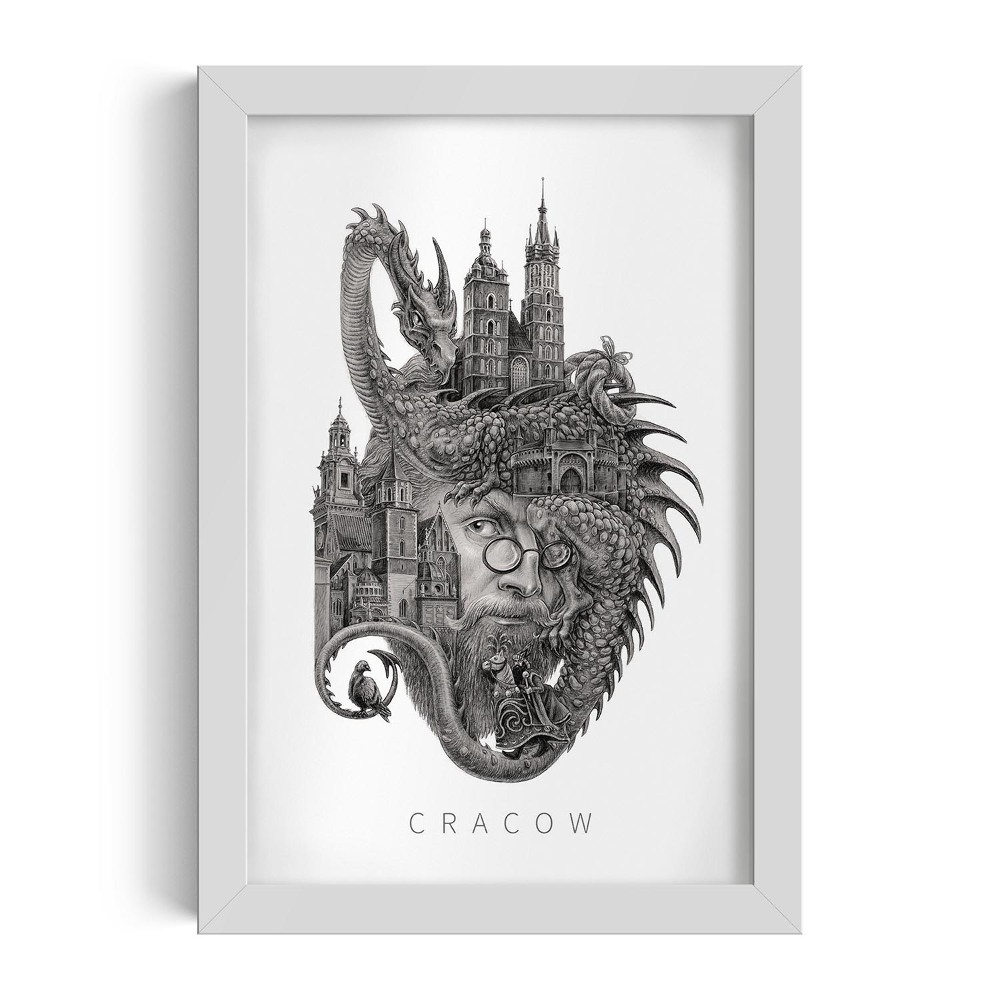 Tablou cu rama alba de alicja kocurek Cracovia Alb-Negru