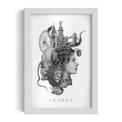 Tablou cu rama alba de alicja kocurek Londra Alb-Negru