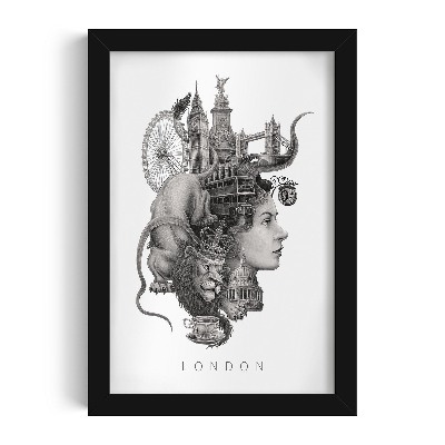 Tablou cu rama neagra de Alicja Kocurek Londra Alb-Negru