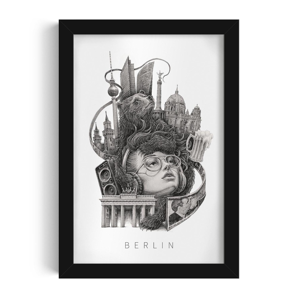 Tablou cu rama neagra de Alicja Kocurek Berlin Alb-Negru