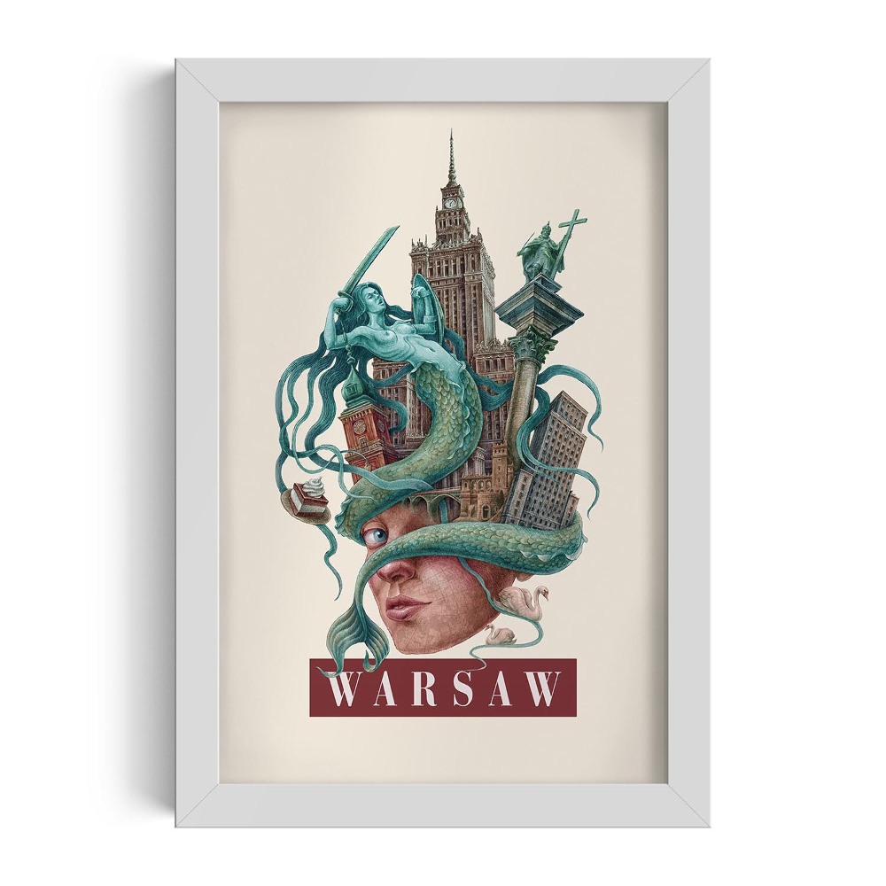 Tablou cu rama alba Varșovia Vintage