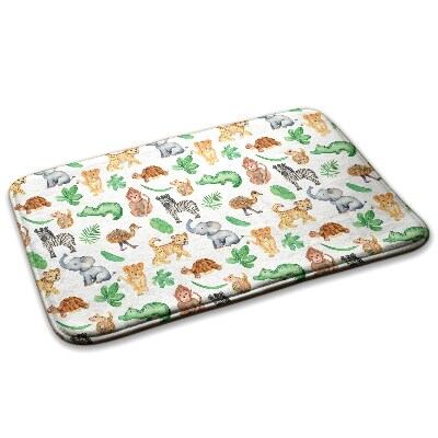  Covor mic dormitor Animale de safari și frunze tropicale