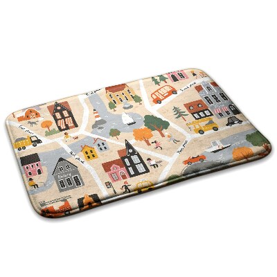  Covor mic dormitor Un oraș cu străzi și clădiri