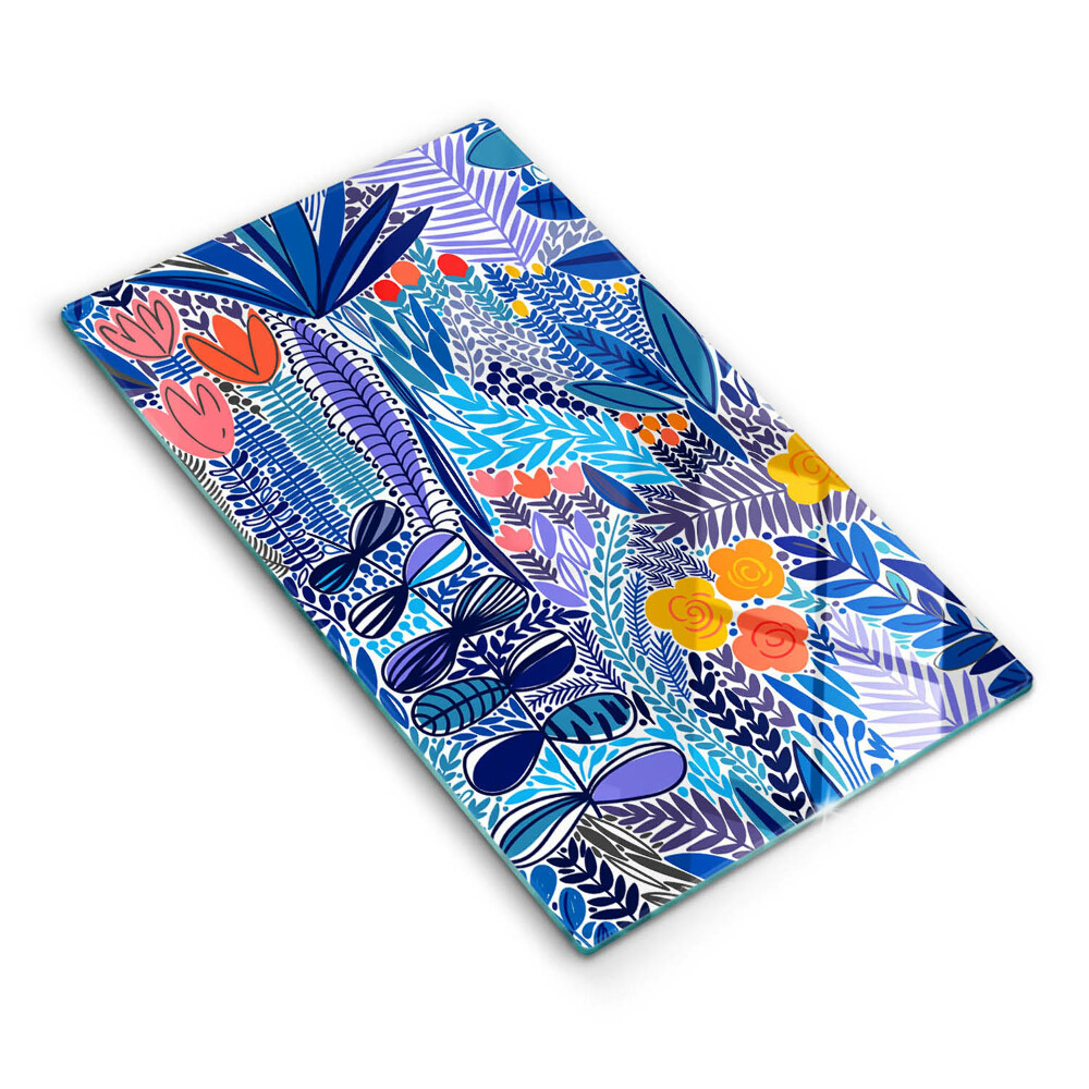 Tocător din sticlă decorativ Pajiște pictată