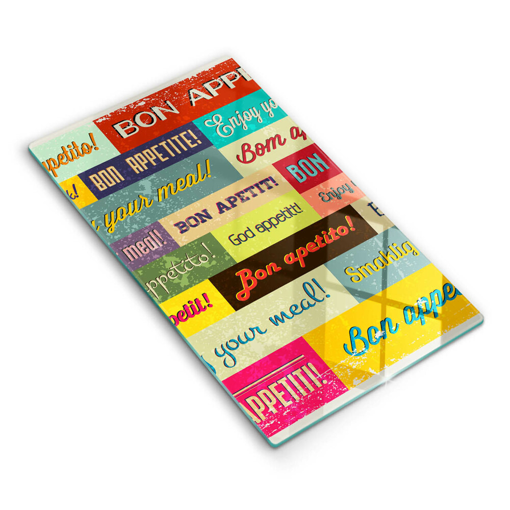 Tocător de bucătărie decorativ Limbi subtitrări Bon appétit