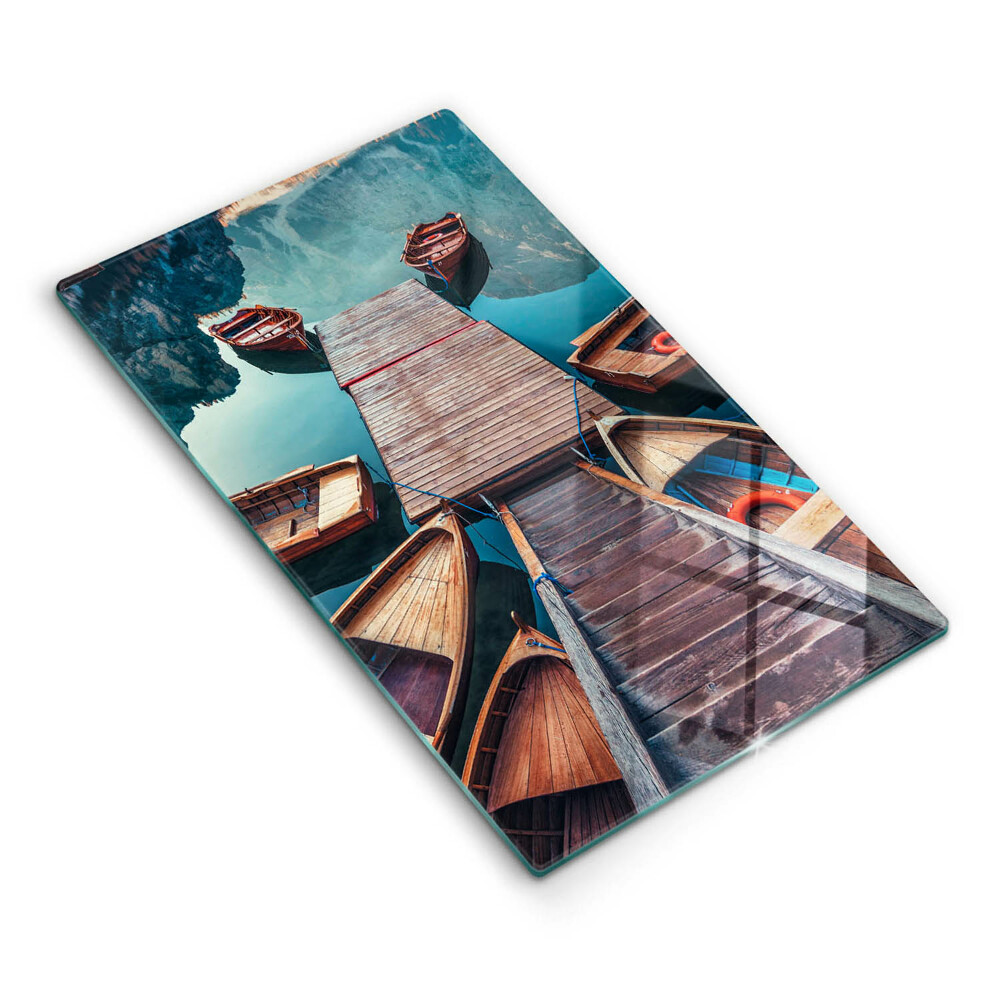 Tocător sticlă decorativ Bărci pe lac