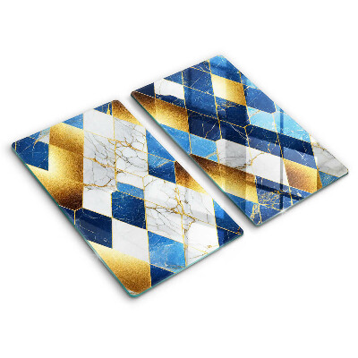 Tocător din sticlă Marmură aurie cu romburi 2 buc.