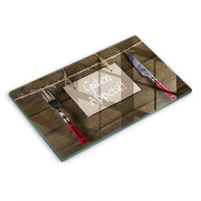 Tocător din sticlă decorativ Panourile spun Guten Apetit