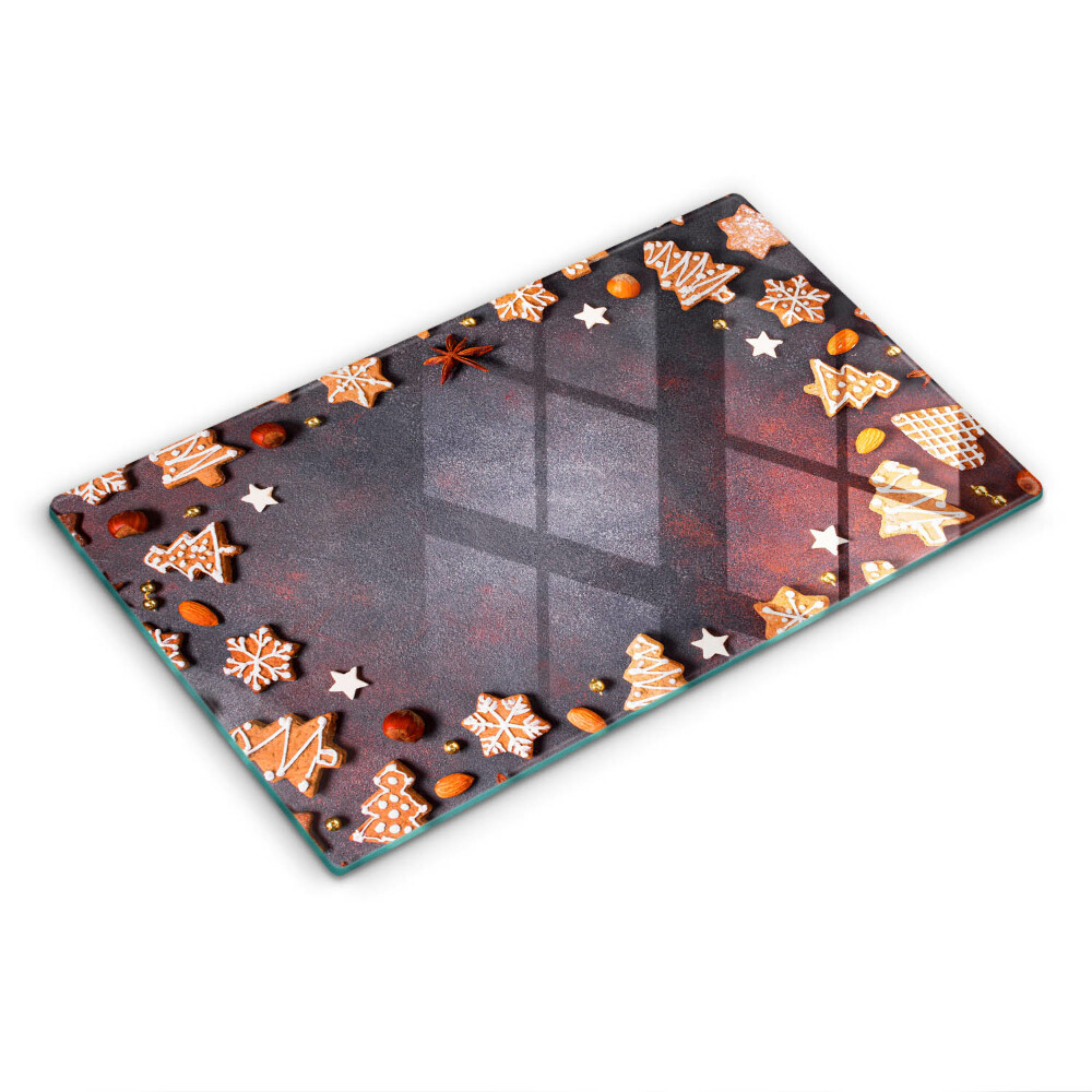 Tocător din sticlă decorativ Fursecuri de turtă dulce de Crăciun