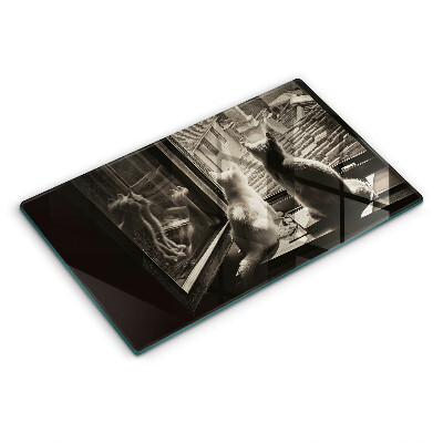 Tocător din sticlă decorativ Orașul și fereastra pisicilor