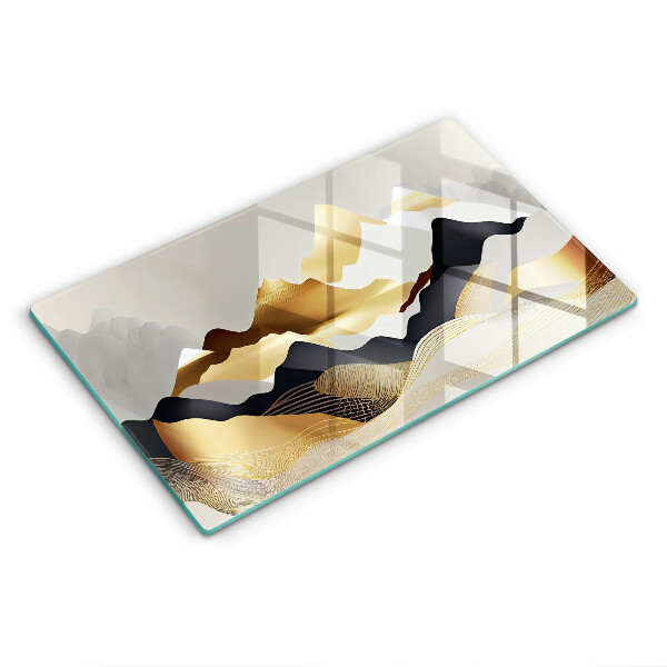 Tocător din sticlă decorativ Munți aurii abstracte