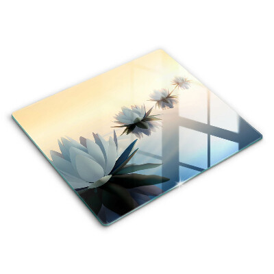 Tocător sticlă modern Flori de nufăr 60x52 cm