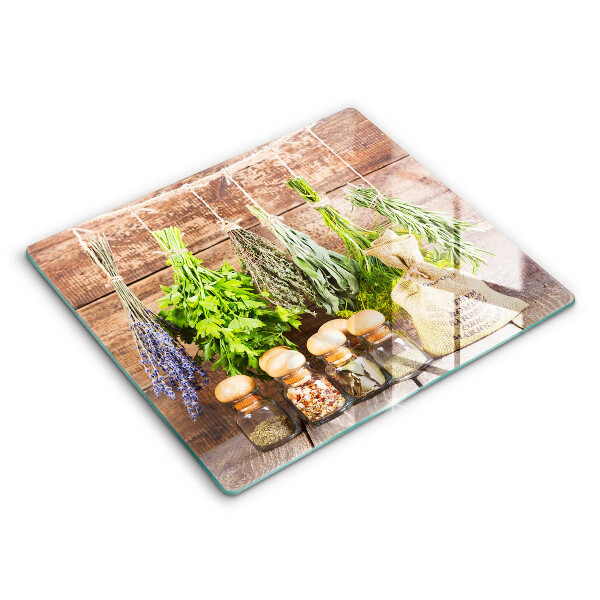 Tocător de bucătărie modern Ierburi, condimente și lemn 60x52 cm