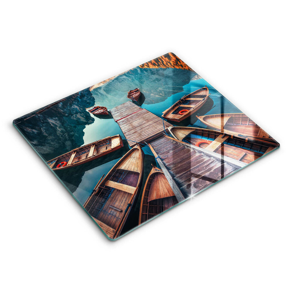 Tocător din sticlă modern Bărci pe lac 60x52 cm