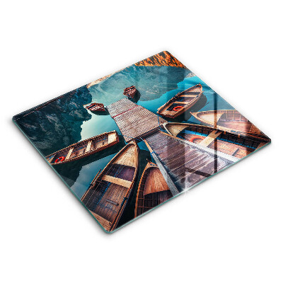 Tocător din sticlă modern Bărci pe lac 60x52 cm