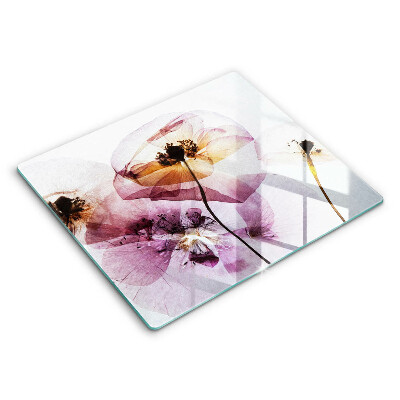 Tocător din sticlă modern Flori delicate 60x52 cm