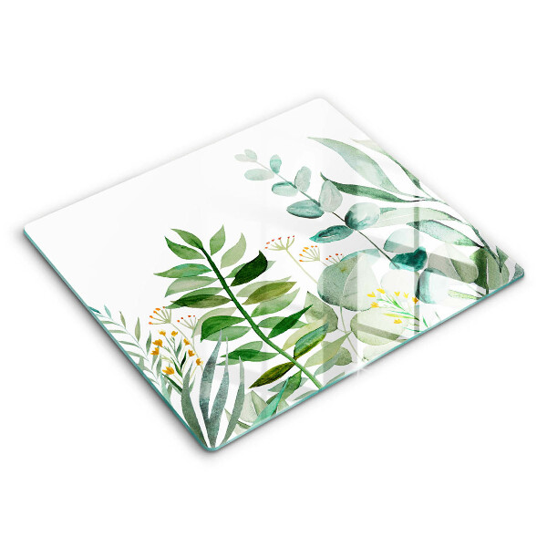Tocător sticlă modern Ilustrație a frunzelor de plante 60x52 cm