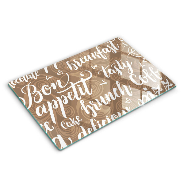 Tocător de bucătărie modern Subtitrări Poftă bună 80x52 cm