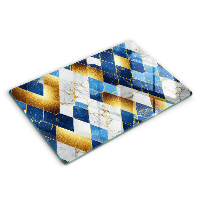 Tocător de bucătărie modern Marmură aurie cu romburi 80x52 cm