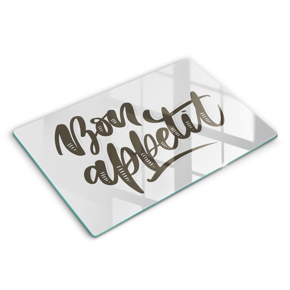 Tocător sticlă modern Inscripția Poftă bună 80x52 cm