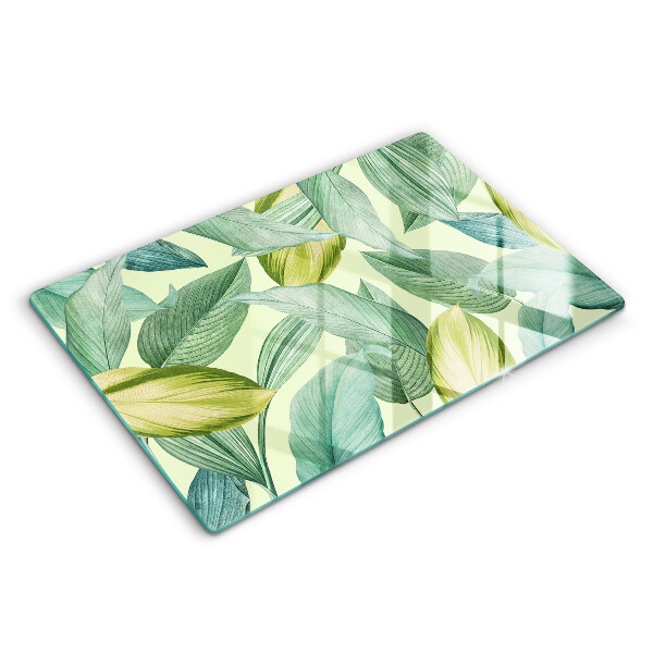 Tocător sticlă modern Frunze tropicale verzi 80x52 cm