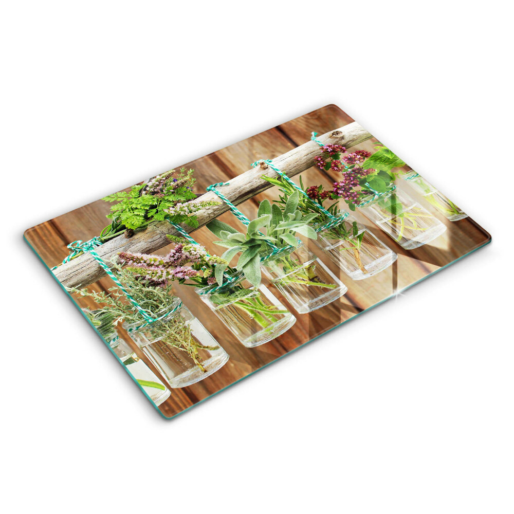 Tocător sticlă modern Plante aromatice vintage 80x52 cm