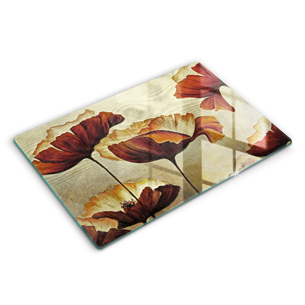 Tocător din sticlă modern Flori boho pictate 80x52 cm