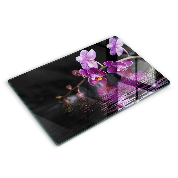Tocător sticlă modern Apă zen cu orhidee 80x52 cm