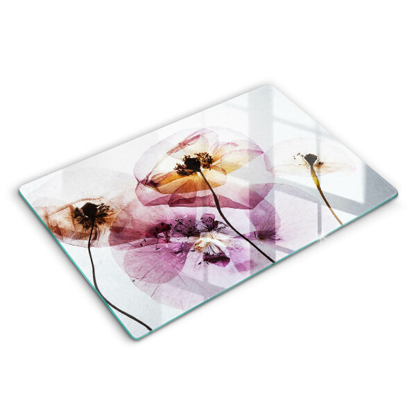 Tocător din sticlă modern Flori delicate 80x52 cm