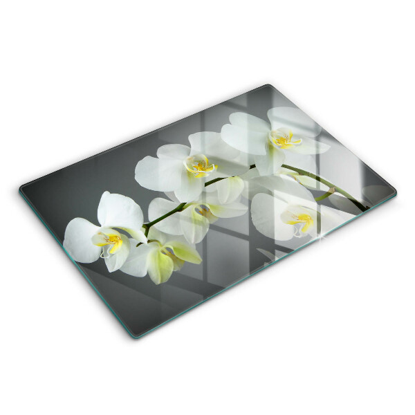 Tocător sticlă modern Flori de orhidee albă 80x52 cm