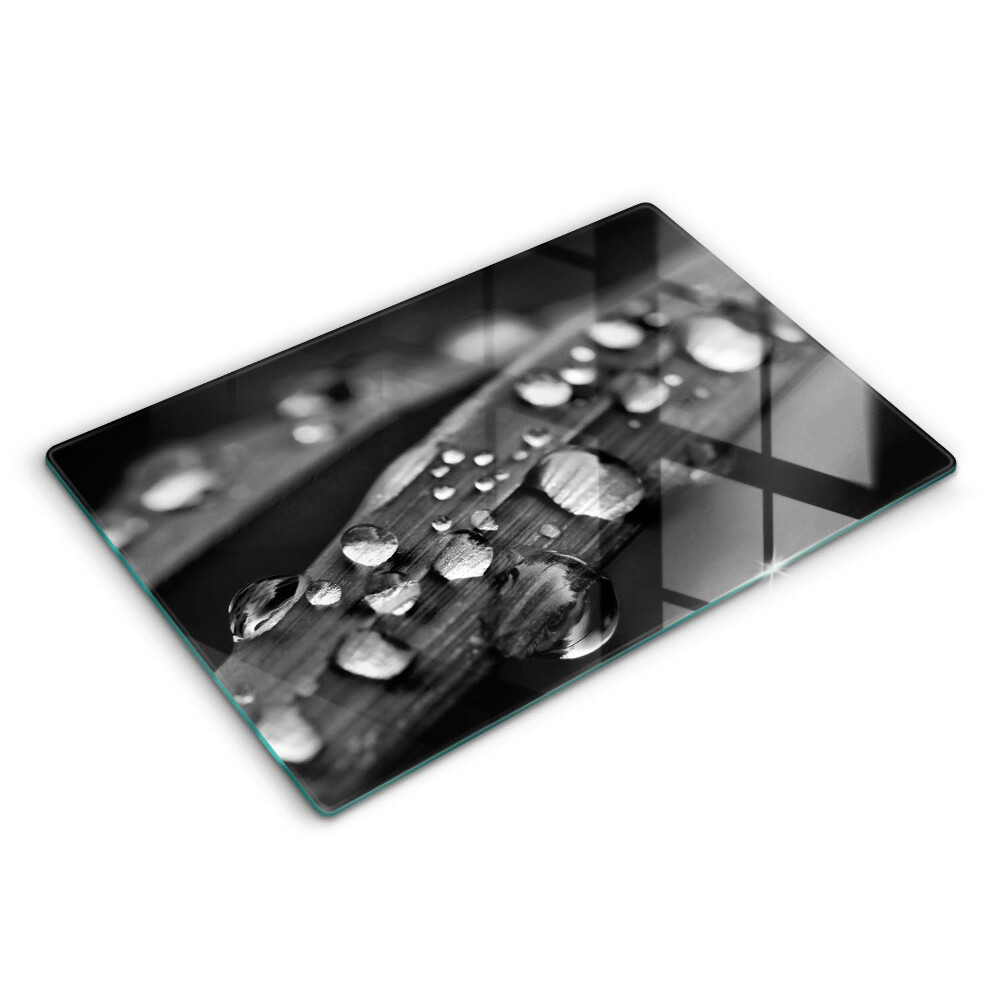 Tocător sticlă modern Picături de rouă pe frunze 80x52 cm