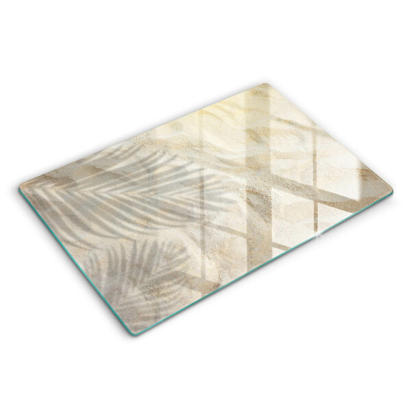Tocător din sticlă modern Frunze de palmier și nisip 80x52 cm
