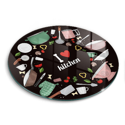 Tocător sticlă original Îmi plac ilustrațiile din bucătărie