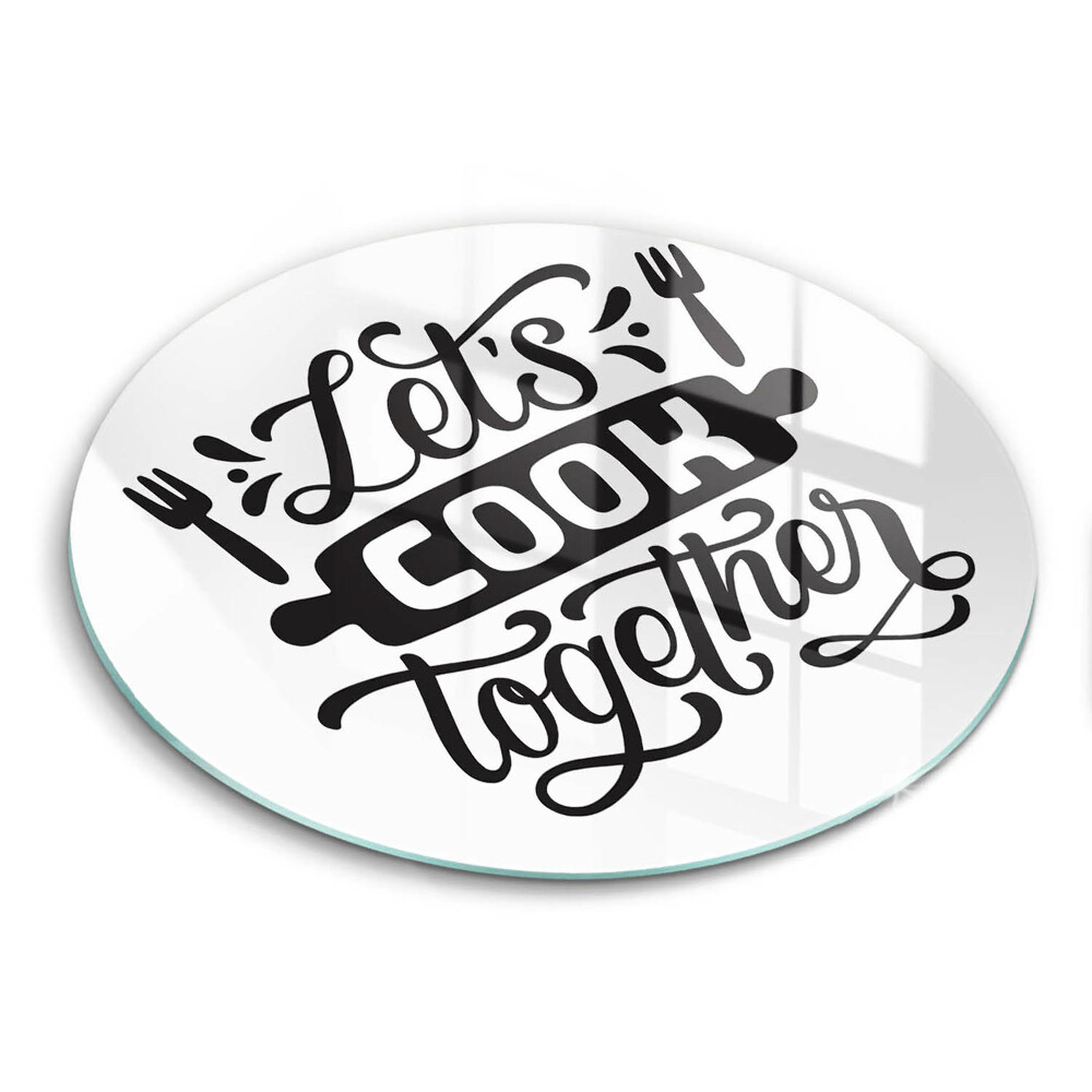 Tocător din sticlă original Inscripția Hai să gătim împreună