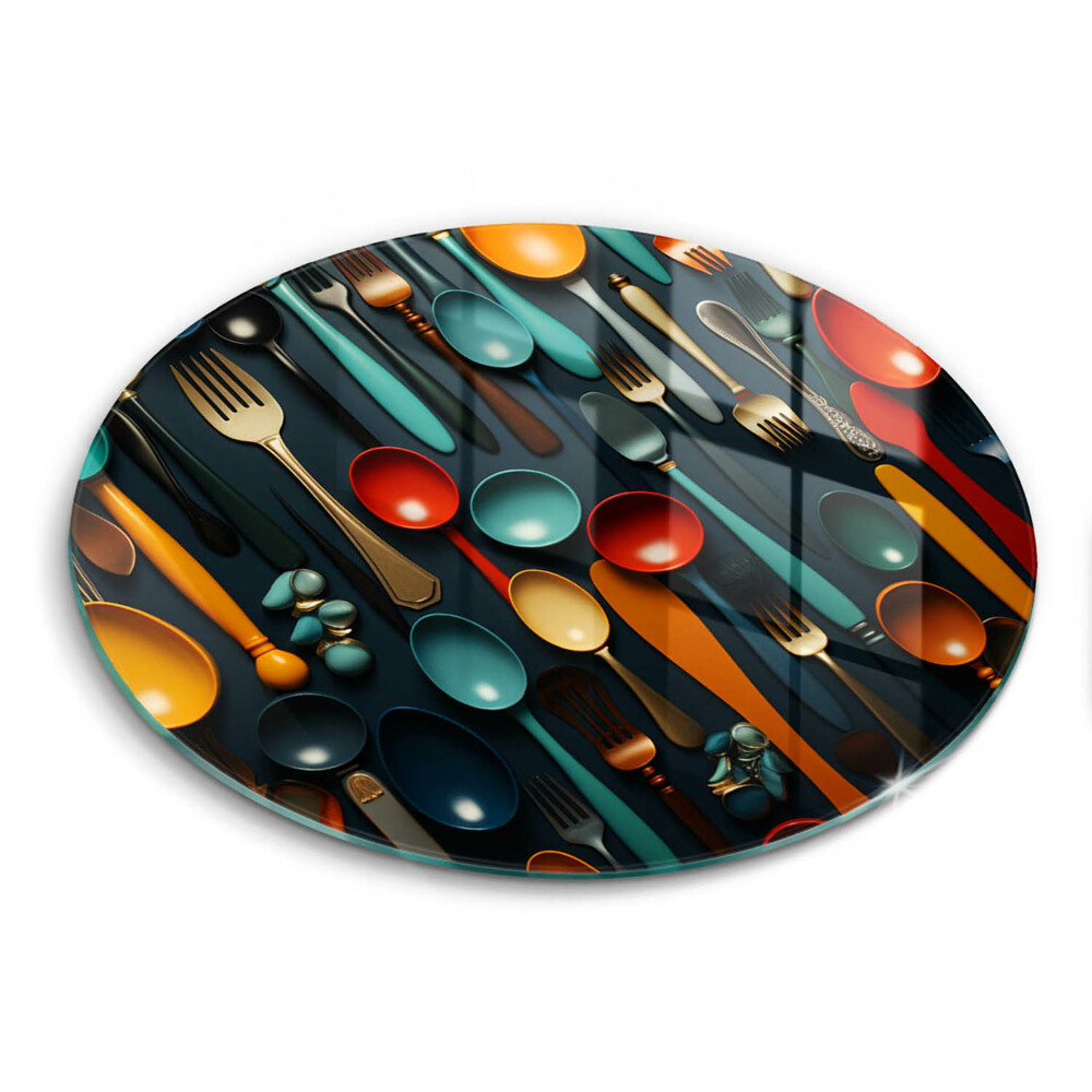 Tocător din sticlă original Linguri și furculițe colorate