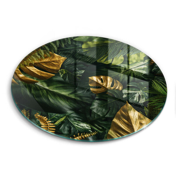 Tocător sticlă original Frunze de Monstera aurie