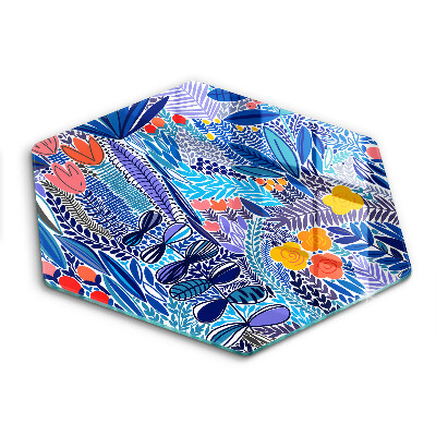 Tocător din sticlă hexagonal Pajiște pictată