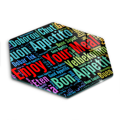 Tocător sticlă hexagonal Limbi subtitrări Bon appétit