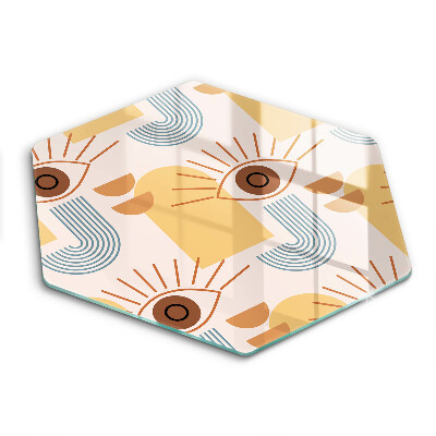 Tocător sticlă hexagonal Ochi cu model boho