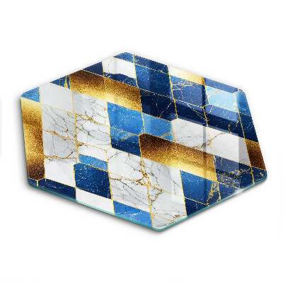 Tocător de bucătărie în formă de hexagon Marmură aurie cu romburi
