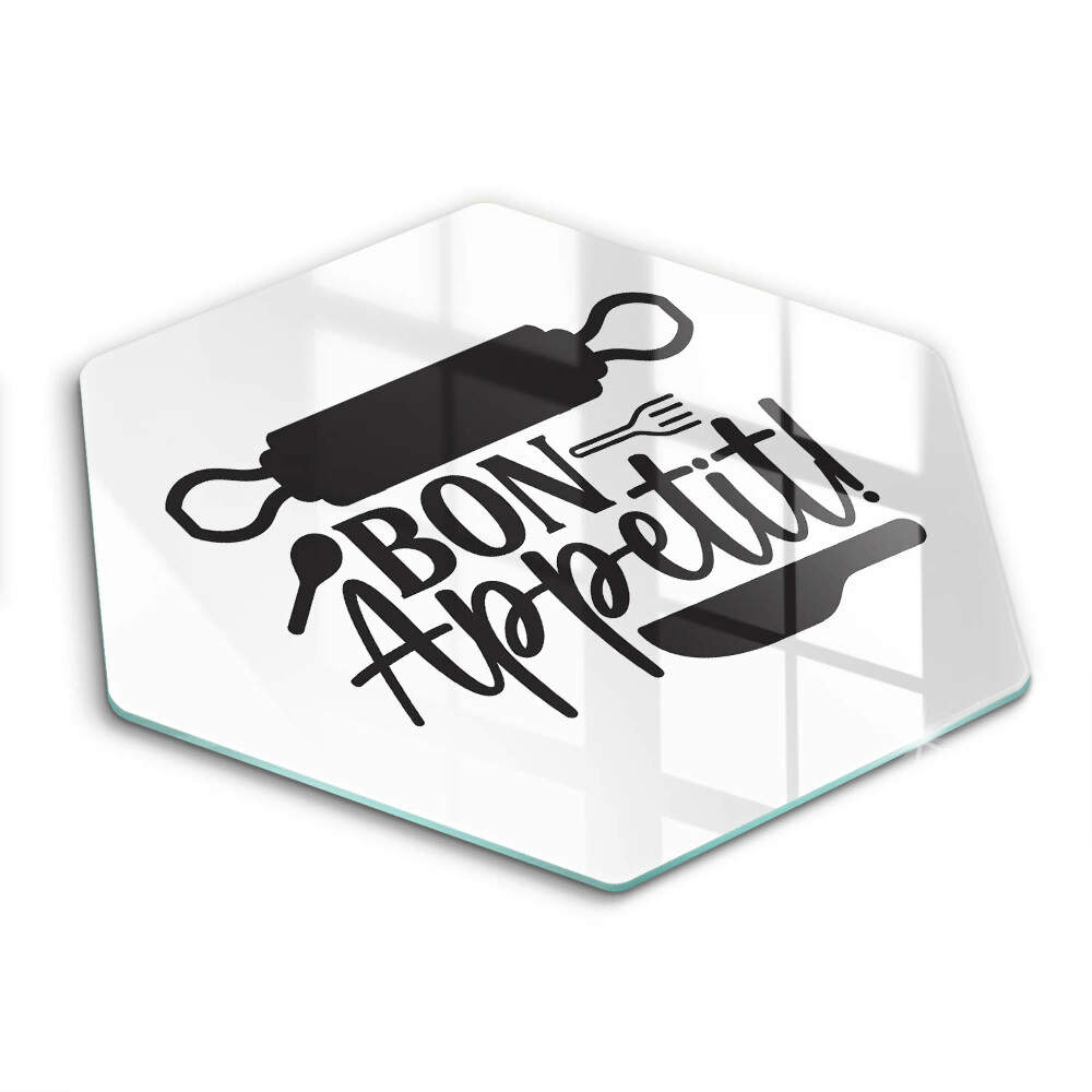 Tocător sticlă hexagonal Inscripția Poftă bună