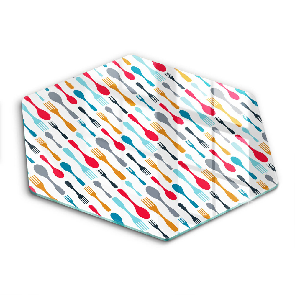 Tocător sticlă hexagonal Ilustrație cu lingură