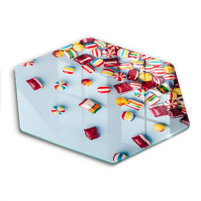 Tocător sticlă hexagonal Bomboane colorate