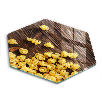 Tocător sticlă hexagonal Paste pe masă