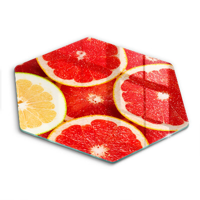 Tocător sticlă hexagonal Felii de grapefruit