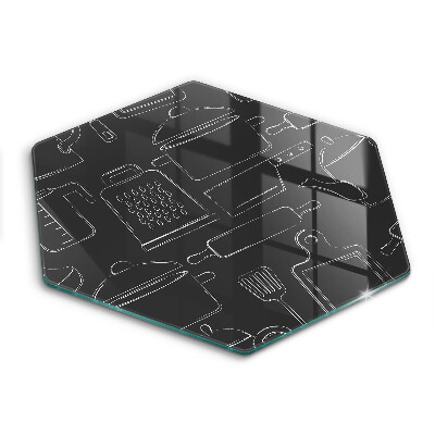 Tocător sticlă hexagonal Desenarea accesoriilor de bucătărie