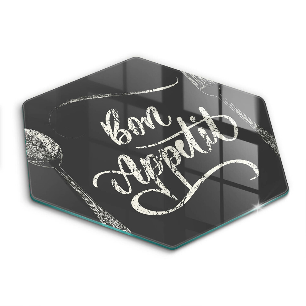 Tocător de bucătărie în formă de hexagon Inscripția Poftă bună