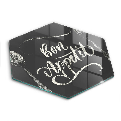 Tocător de bucătărie în formă de hexagon Inscripția Poftă bună