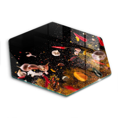 Tocător sticlă hexagonal Condimente picante